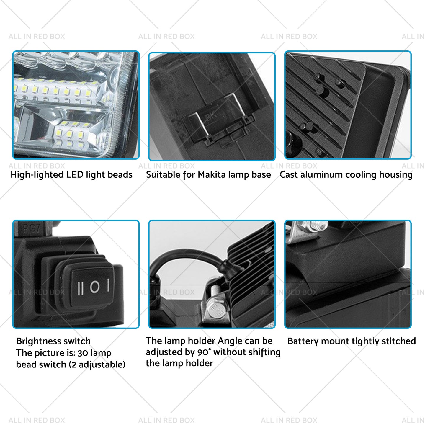 {{ 18V 8in LED Work Light Torch Camping Flashlights 2USB Suitablefor Makita Battery }} - Buy Car Parts Online at {{ Kaka Auto Parts }}.
