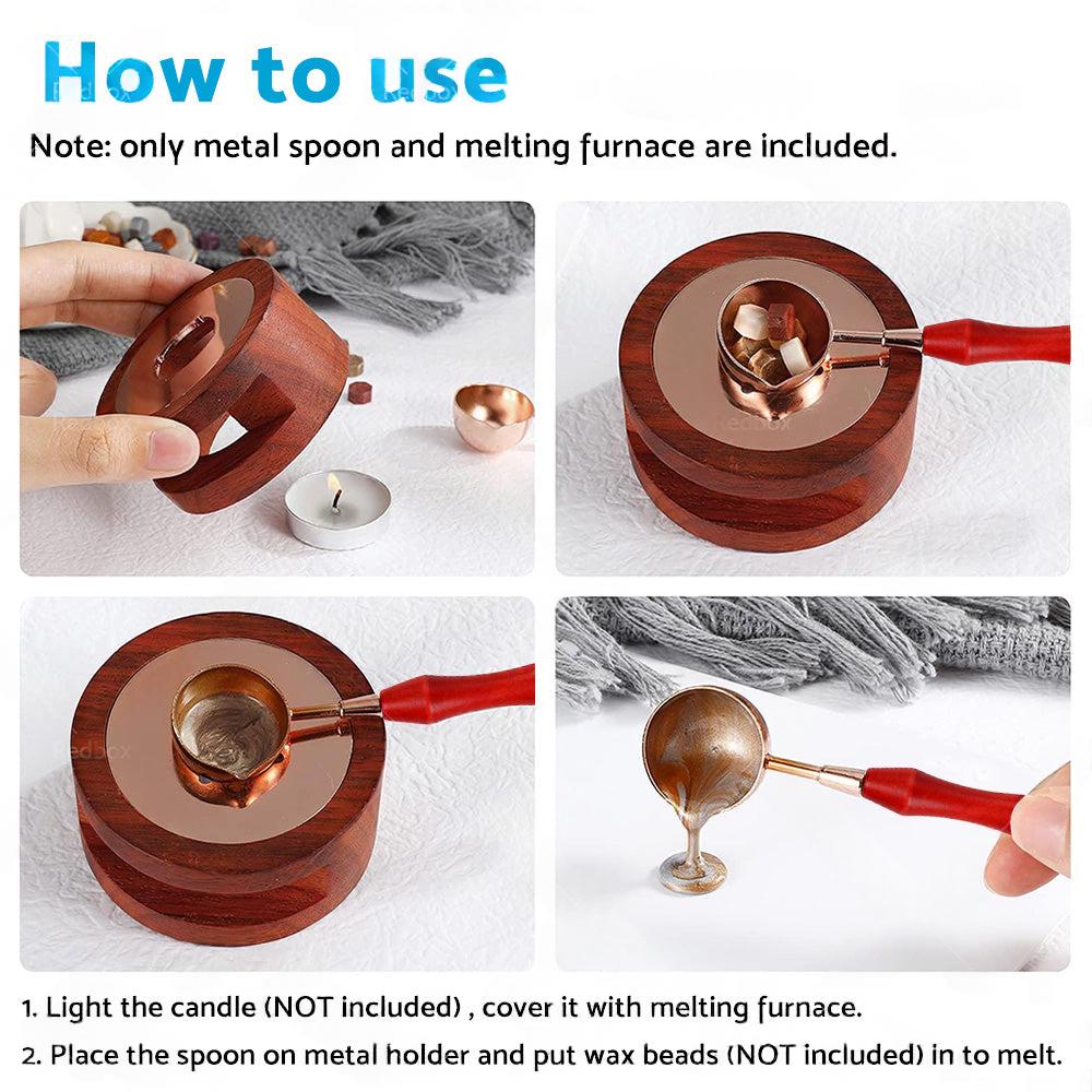 Sealing Wax Furnace Kit Warmer Melting Spoon Tool Stamp Candle Stamp Seal Card