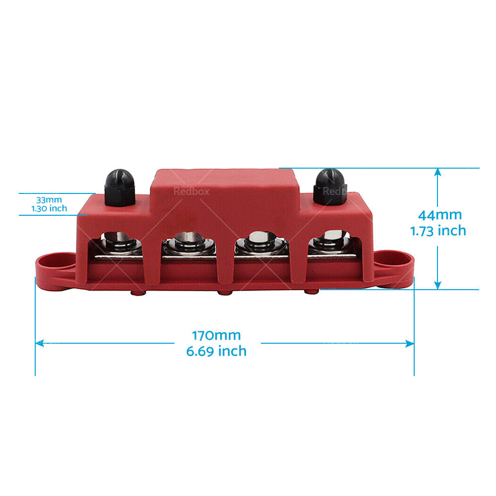 {{ 2PCS M10 4 Post 250A DC 48V Studs Bus Bar Power Distribution Box Terminal Block }} - Buy Car Parts Online at {{ Kaka Auto Parts }}.