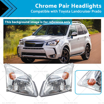 compare product Chrome Pair Headlights Suitable for Toyota Landcruiser Prado 120 Series 02-09
