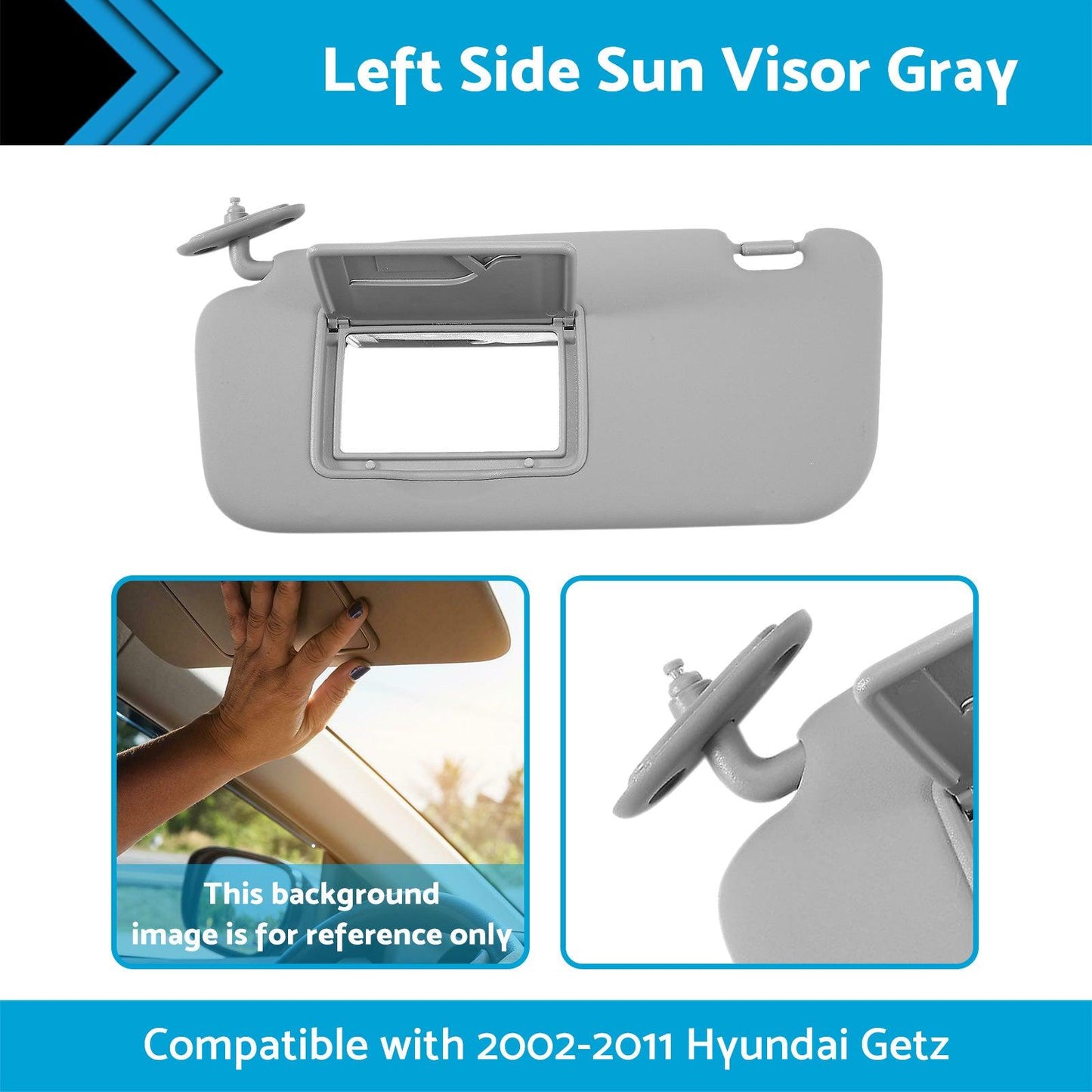 Front Left Side Sun Visor Sunvisor Sunshade For Hyundai Getz Click 02-11 Gray