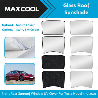 compare product For Tesla Model 3 Glass Roof Sunshade Front Rear Sunroof Window UV Cover 19-2021