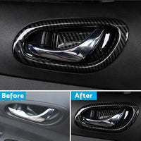Carbon Black Interior Door Bowl Cover Trim Fit For Nissan Navara NP300 2015-2021