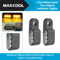 2x Mini LED Motorcycle Turn Signal Indicators Suitable For Amber Blinker Light ¡§C Black 3LED