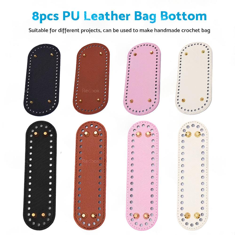8PCS PU Leather Shaper Base Pad DIY Crochet Bag Bottom Oval Knitting Accessories