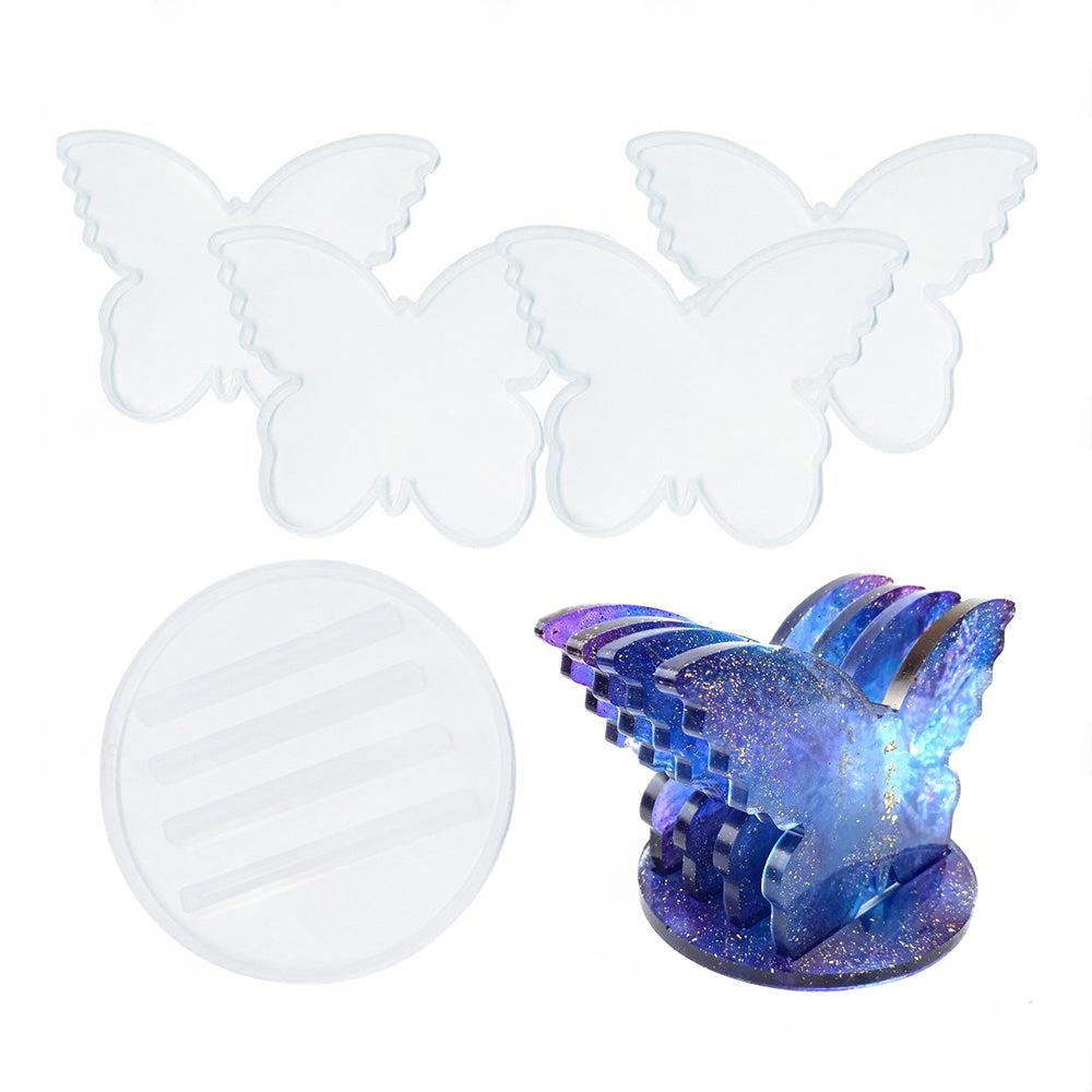 Epoxy Resin 4PCS Butterfly Shaped Coaster molds  Holder Mold for Silicone Resin