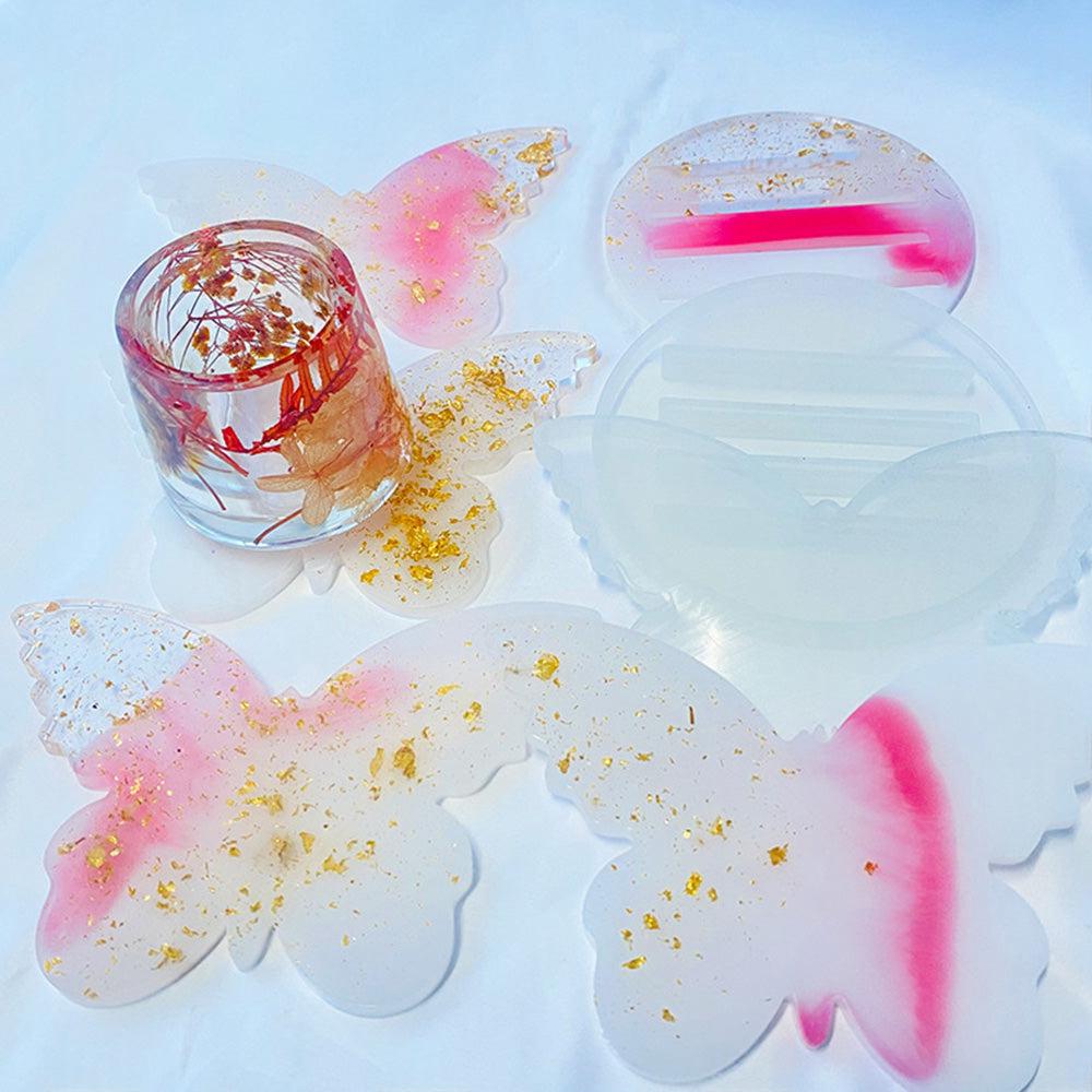 Epoxy Resin 4PCS Butterfly Shaped Coaster molds  Holder Mold for Silicone Resin