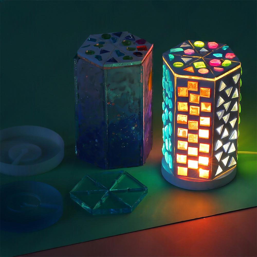 Silicone Resin Mold Mosaic Table Lamp Night Light Mold Set DIY Craft Pen Holder