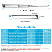 PAIR 90KG Loading Capacity Locking Drawer Slide Runner Trailer 800mm or 1600mm