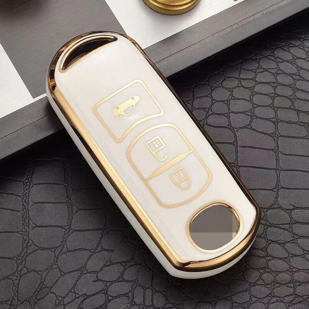 Beige TPU Car Remote Key Fob Case Cover Fits For Mazda 2 3 5 6 CX-3 CX-5 CX-7