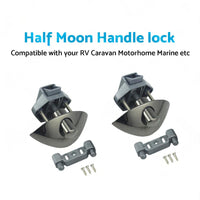 2x Zinc Alloy Half Moon Handle Push Lock Knob For Camper RV Kitchen Cabin Black