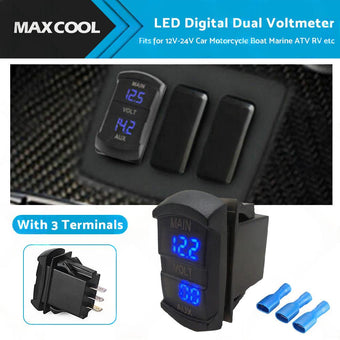 compare product 12V-24V Dual Voltmeter Battery Monitor LED Digital Car Boat Voltage Marine Gauge