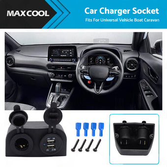 compare product 12V Dual USB Port Charger Socket Mount Panel Adapter Fits For Car Boat Caravan