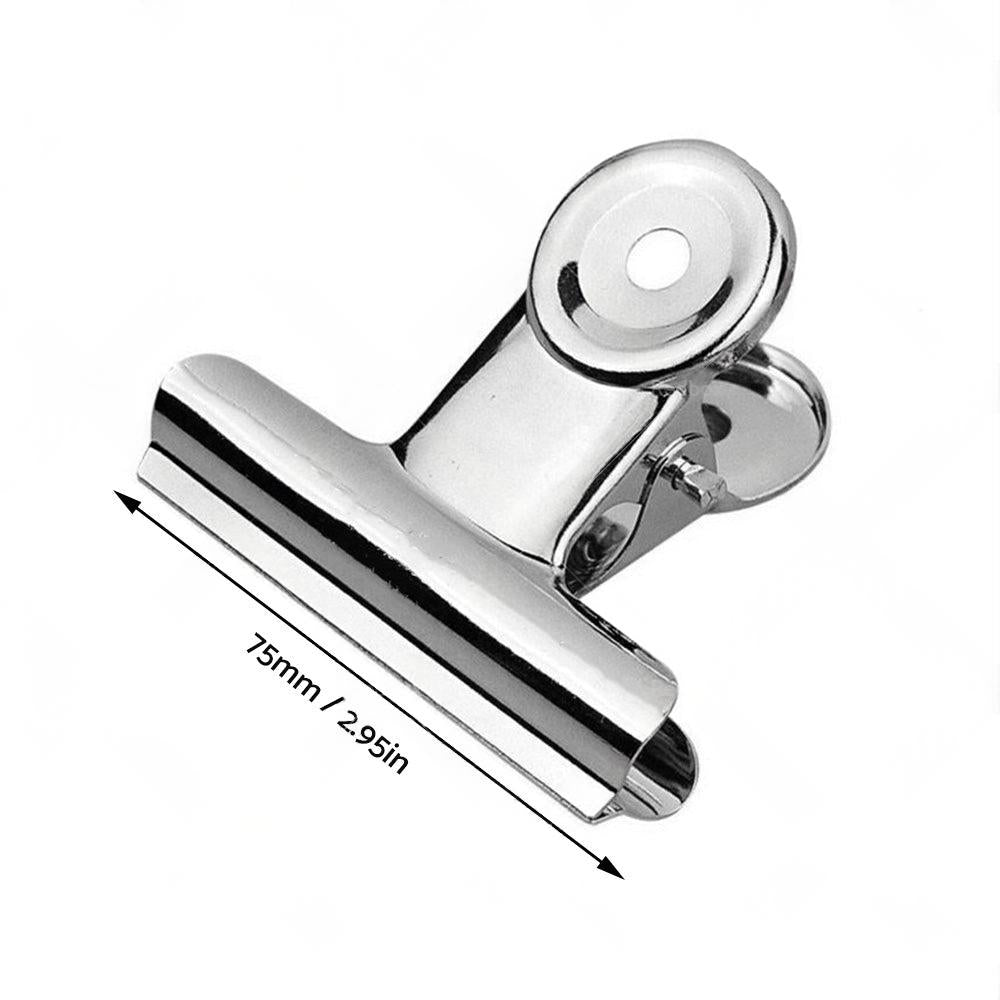 6/12PCS Stainless Steel Bulldog Paper Clip Metal Office Binder Grip Clamp 75mm