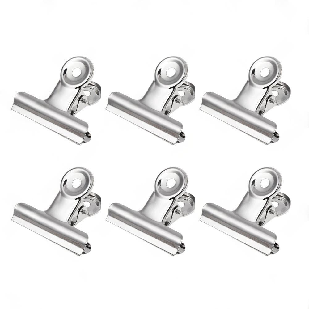 6/12PCS Stainless Steel Bulldog Paper Clip Metal Office Binder Grip Clamp 75mm
