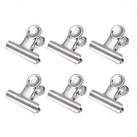 6/12PCS Stainless Steel Bulldog Paper Clip Metal Office Binder Grip Clamp 75mm