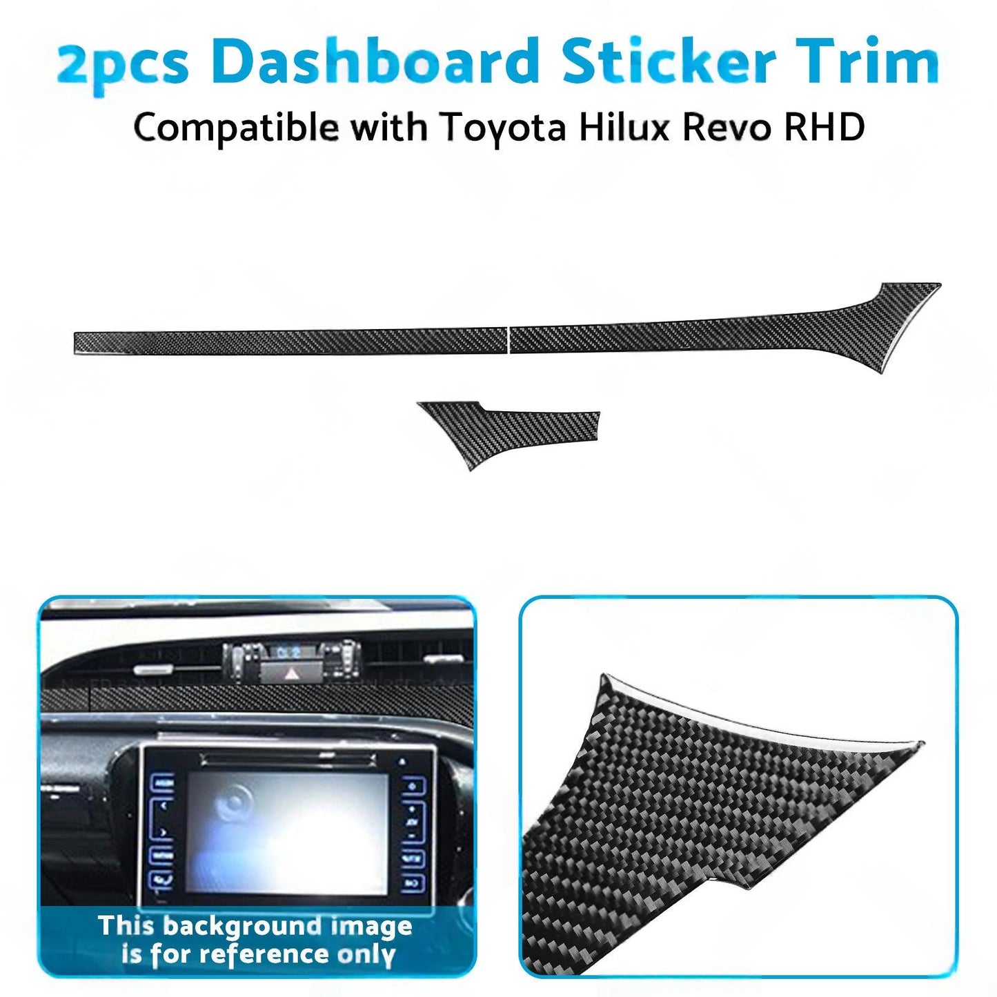 Carbon Fiber Dashboard Sticker Trim Suitable For Toyota Hilux Revo 2015-2023 RHD