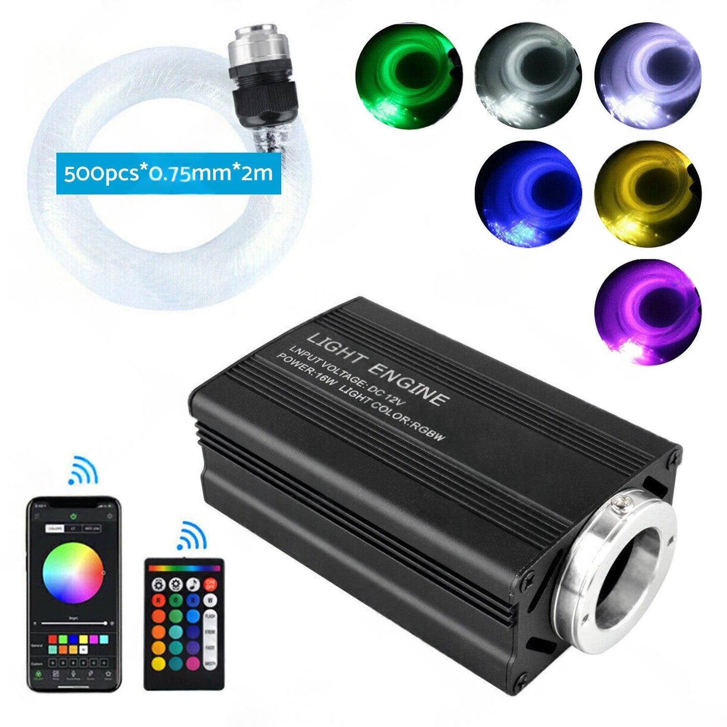 500PCS LED Fiber Optic Kit Car Home Starlights Headliner Ceiling Light w or Remote