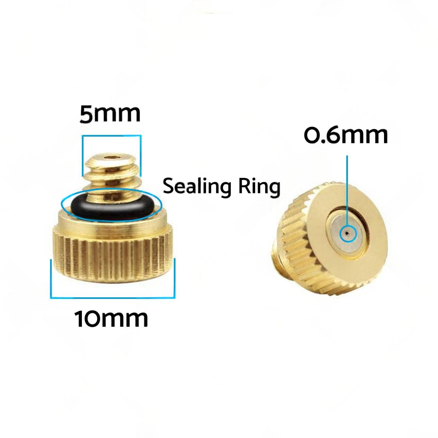 50x Brass Misting Nozzles 0.024 inch Suitable For Cooling System Water Mister Sprinkle
