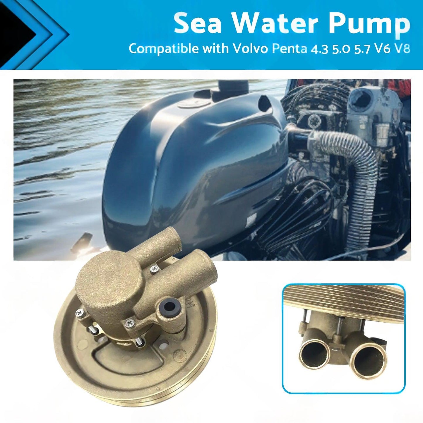 3812519 Raw Sea Impeller Water Pump For Volvo Penta 4. 3 5. 0 5. 7 V6 V8 21212799