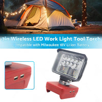 3in Wireless LED Work Light Torch Suitable For Milwaukee 18V Li-ion Battery