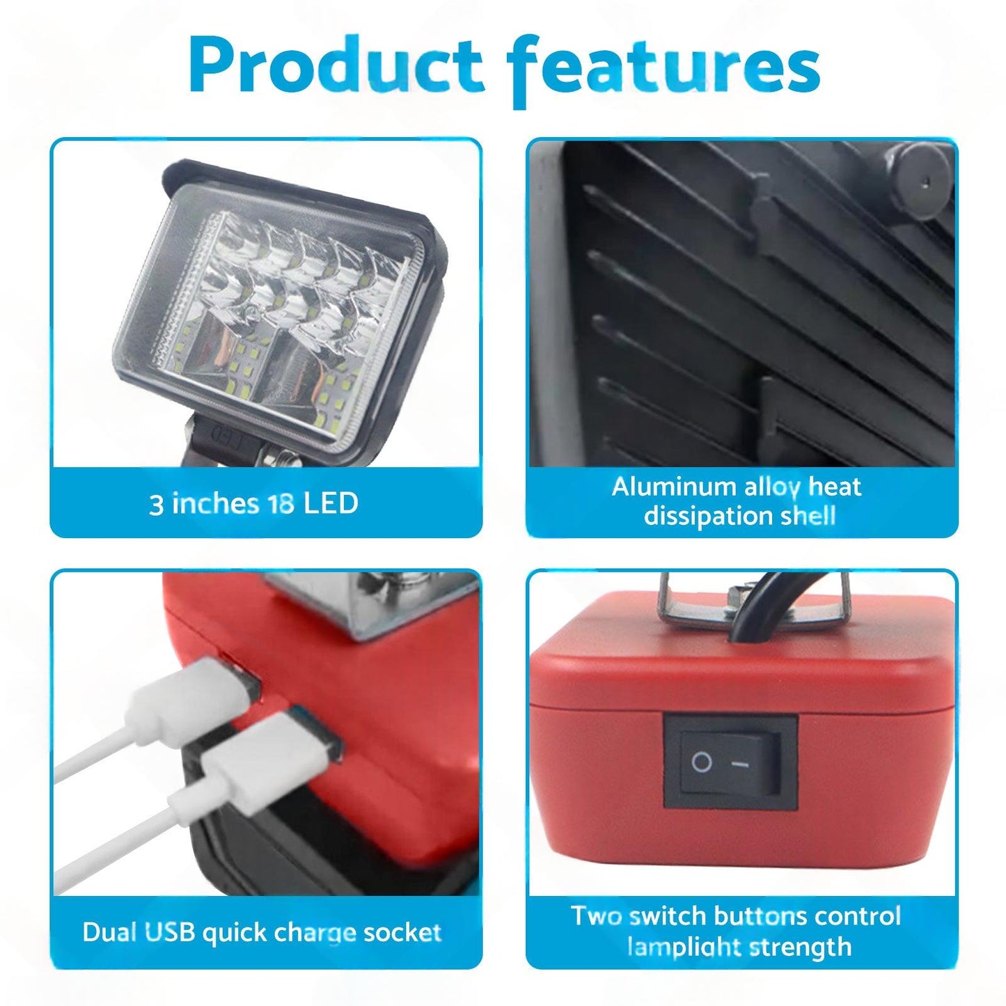 3in Wireless LED Work Light Torch Suitable For Milwaukee 18V Li-ion Battery