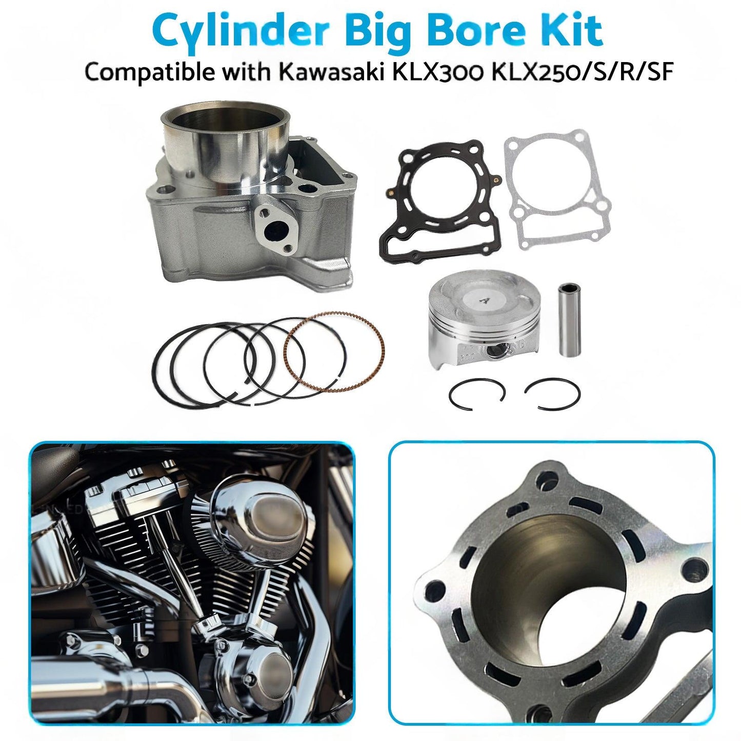 78mm Cylinder Big Bore Kit Suitable For Kawasaki KLX300 / KLX250 S / R / SF 1993-2014