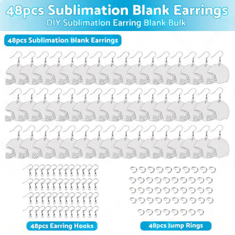 compare product 48PCS Sublimation Helmet Earring Blank MDF Double-Sided w  Hook and Jump Ring