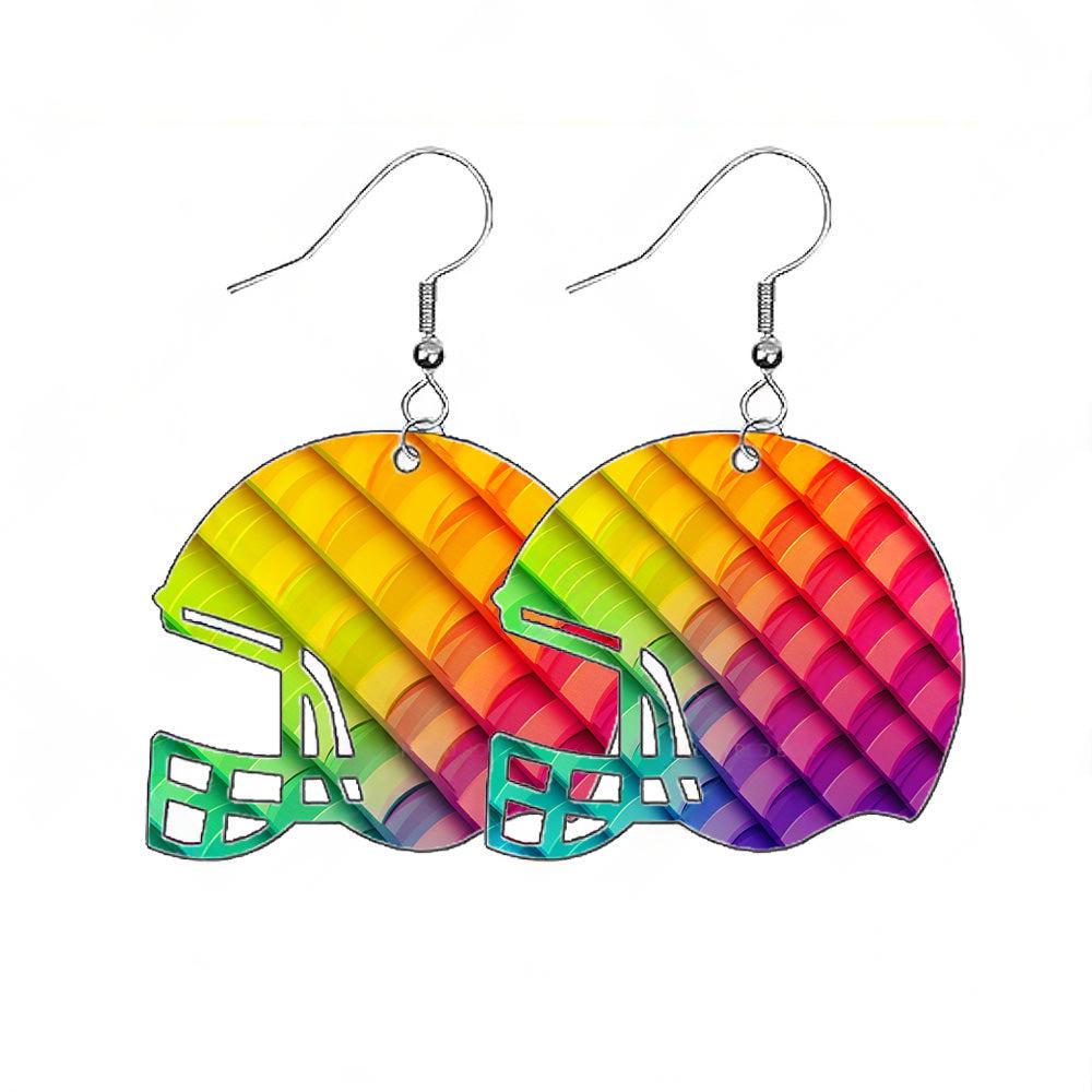 48PCS Sublimation Helmet Earring Blank MDF Double-Sided w  Hook and Jump Ring