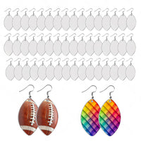 48PCS Sublimation Blank MDF Rugby Earring Double-Sided w  Hook and Jump Ring DIY