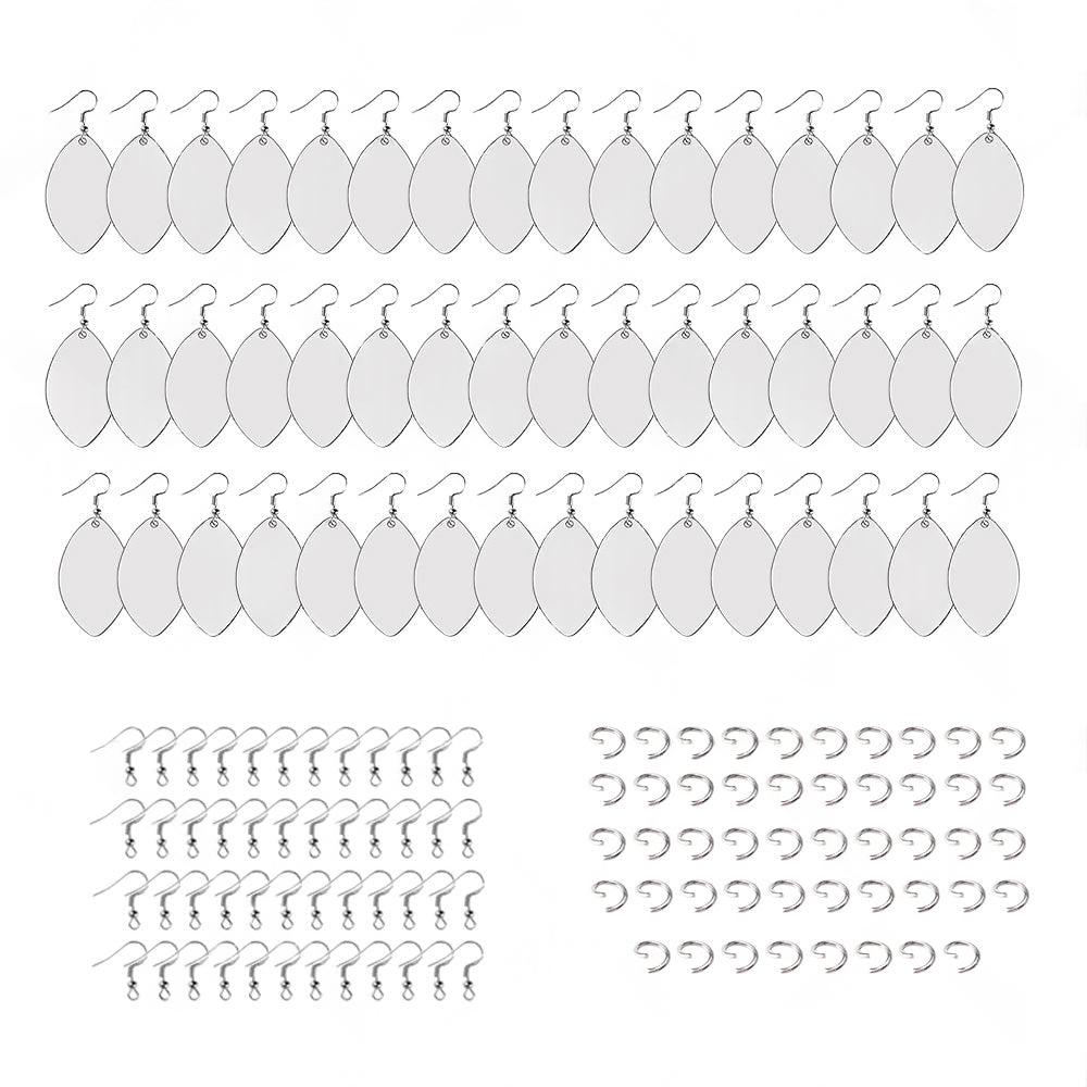48PCS Sublimation Blank MDF Rugby Earring Double-Sided w  Hook and Jump Ring DIY
