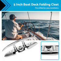 Boat Deck Foldable Cleat Portable 5 Inch Detachable Pre-drilled Cleats Part
