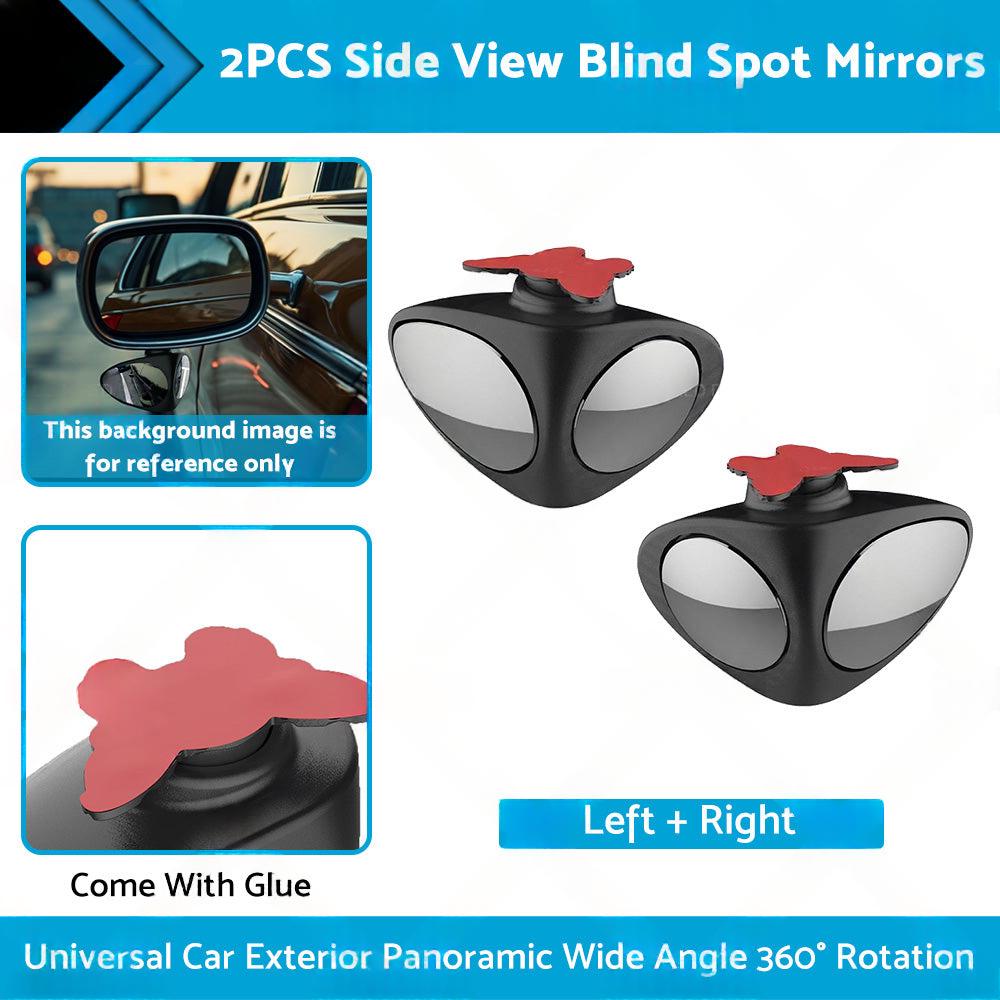 2PCS Car Exterior Panoramic Door Side Rear View Mirror Blind Spot Wide Angle 360