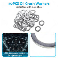 50PCS Car Engine Oil Crush Washers Drain Plug Gaskets ID 14mm , OD 22mm Aluminum