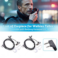 2PCS Covert Acoustic Tube Earpiece Headset Mic Suitable for Baofeng Kenwood