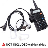 2PCS Covert Acoustic Tube Earpiece Headset Mic Suitable for Baofeng Kenwood