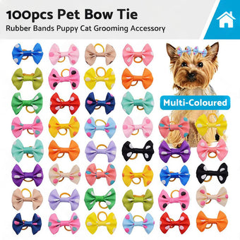 compare product Up To 100PCS Pet Small Dog Hair Bows Rubber Bands Puppy Cat Grooming Accessory