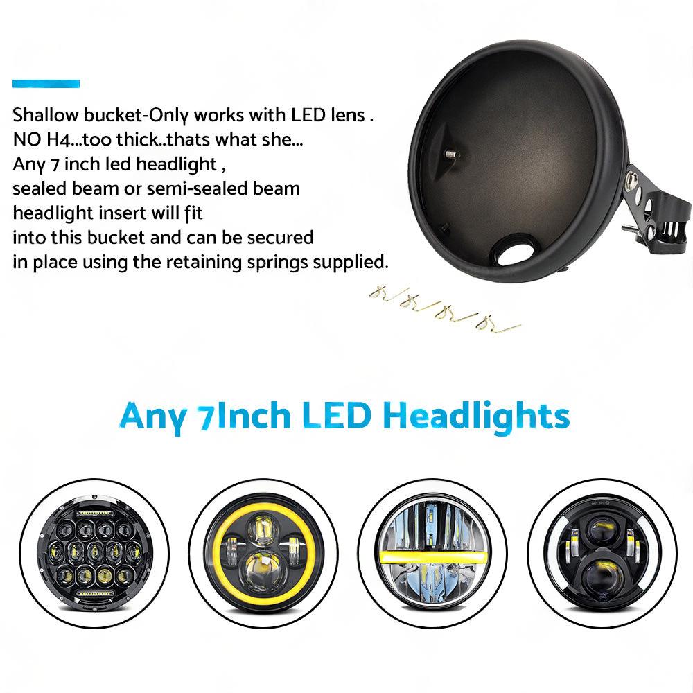 7inch Inch Motorcycle Head Light Bulb Bucket Housing Bracket Suitable For Harley
