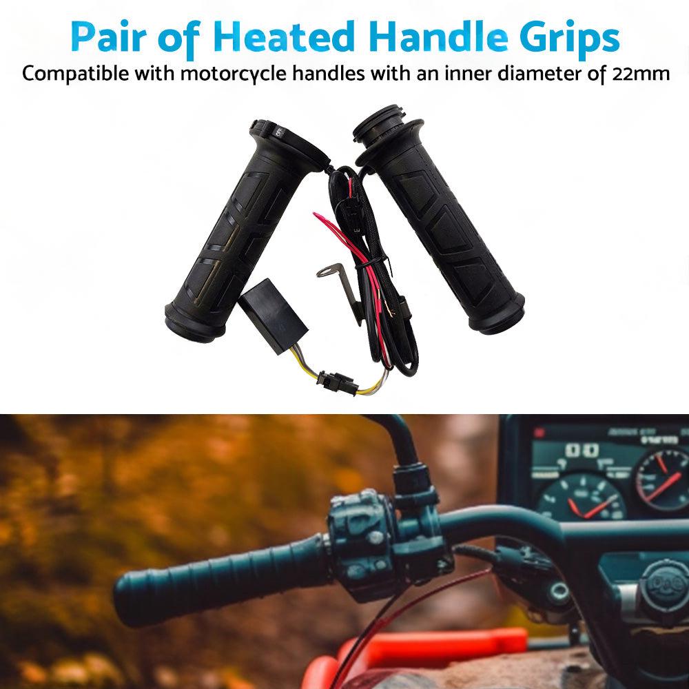 12v Motorcycle Heated Hand Rubber Grips 22mm 7 8'' Handlebar Grip Adjustable Hot