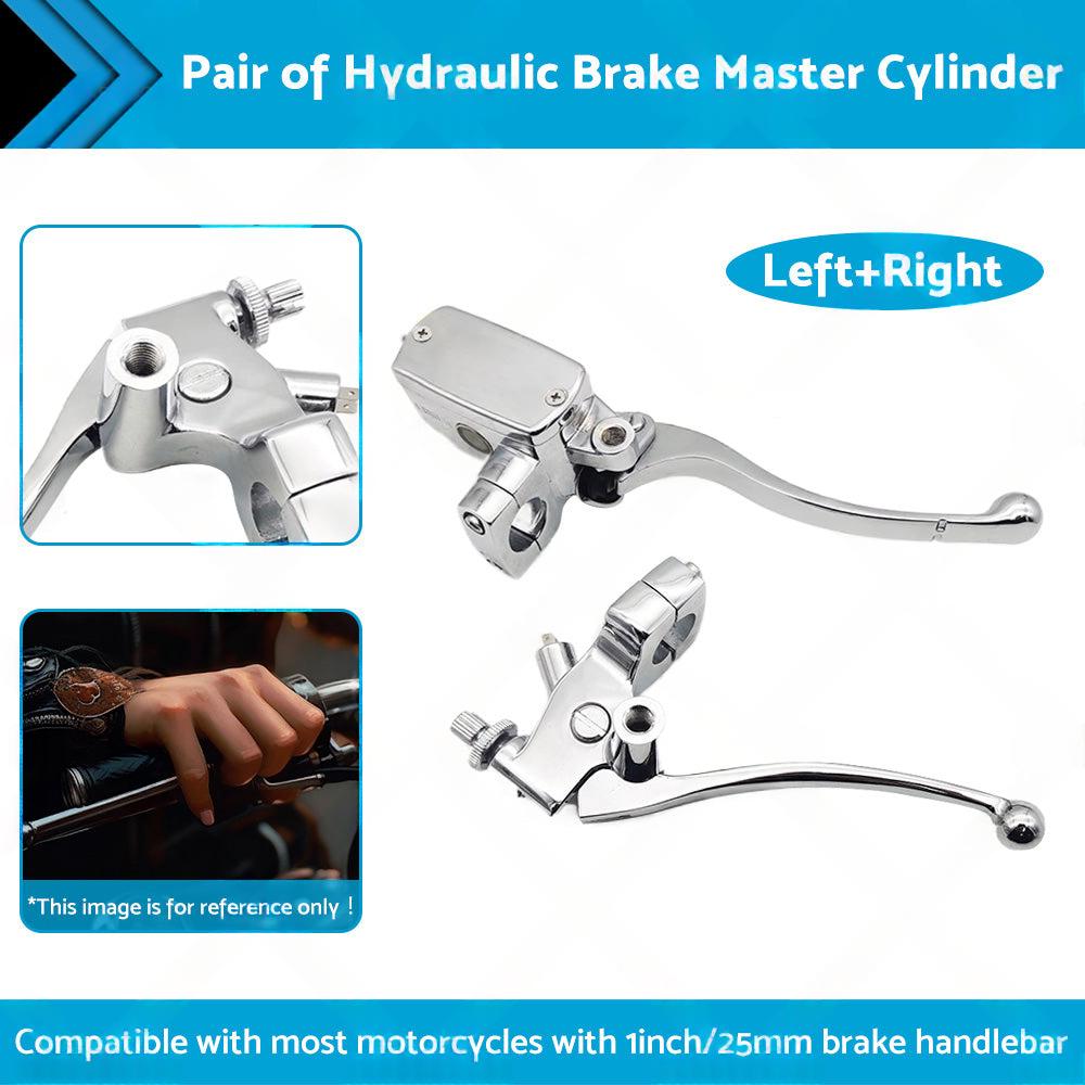 1inch Chrome Motorcycle Handlebar Hydraulic Brake Master Cylinder  and  Clutch Lever