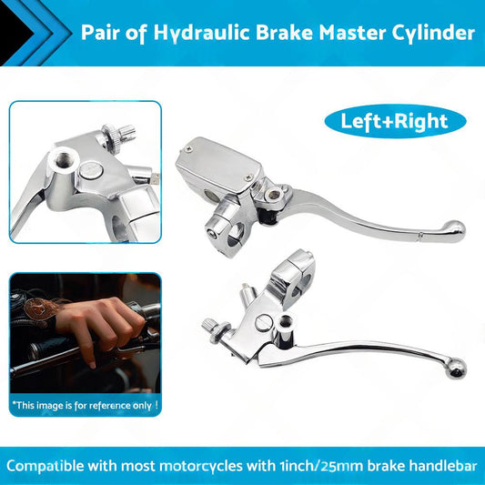 1inch Chrome Motorcycle Handlebar Hydraulic Brake Master Cylinder  and  Clutch Lever