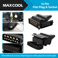 Pair 12 Pin Plug and Socket Connectors Suitable For Trailer Camper Caravan 4WD