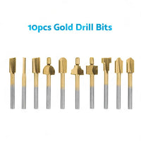 Set of 10 3mm Titanium Mini Hss Router Bit Trimmer Shank Electric Trimmer Tool