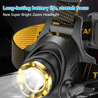 USB-Rechargeable LED Headlamp Flashlight Torch Suitable For Outdoor and Camping, 12,000,000lm