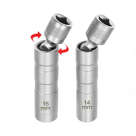 14/16mm Thin Wall Magnetic Swivel Spark Plug Socket 12 Point Removal Tool Suitable For Automotive Engine Maintenance