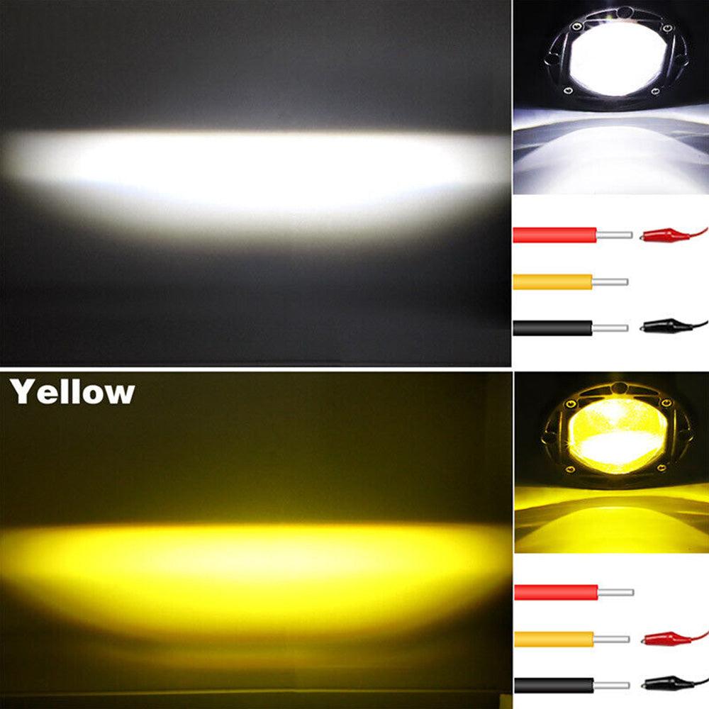 2x 3inch Flush Mount LED Work Light Bar Reverse Fog Lamp 4WD White Yellow 8D Len