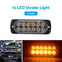 12 LED Strobe Light Emergency Warning Beacon White Amber 12V/24V