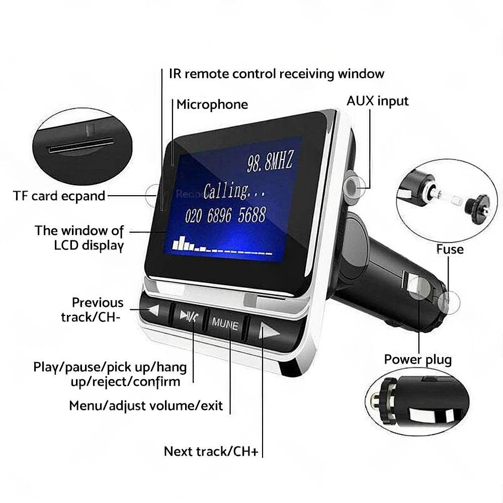 Handsfree Wireless Bluetooth-compatible Car FM Transmitter MP3 Player USB Charge
