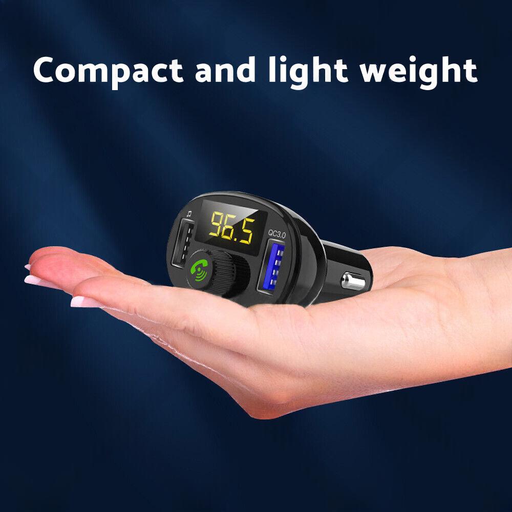 Bluetooth-5. 0 Radio Car Kit Wireless FM Transmitter Dual USB Charger MP3 Player
