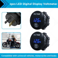 Car Panel Voltmeter 2PCS Volt Gauge Voltage Meter 12V-24V LED Digital Display DC